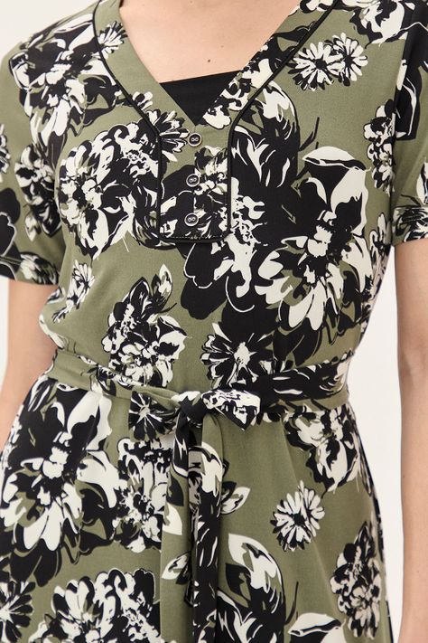 Vestido Escote En V Estampado Negro Ma Griffe 13102224002102-2