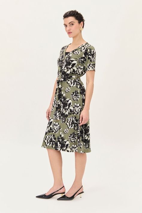 Vestido Escote En V Estampado Negro Ma Griffe 13102224002102-4