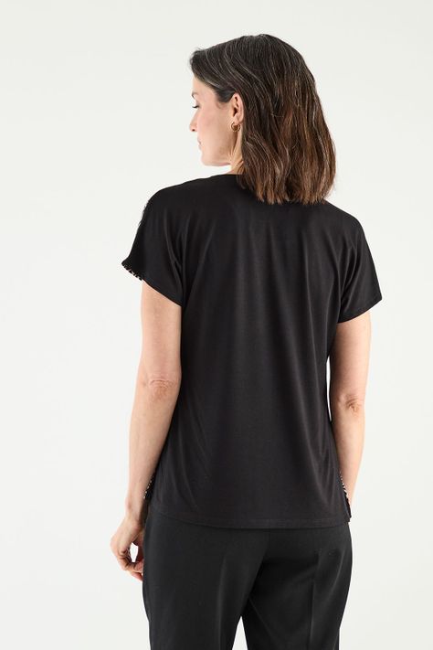 Polera Manga Caida Estampada Negro Ma Griffe 14602125050102-4