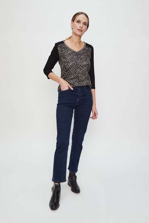 Polera Estampada Negro Ma Griffe 14602224051102-0