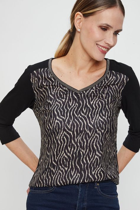 Polera Estampada Negro Ma Griffe 14602224051102-1