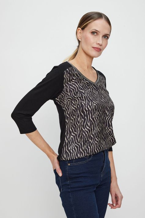 Polera Estampada Negro Ma Griffe 14602224051102-2