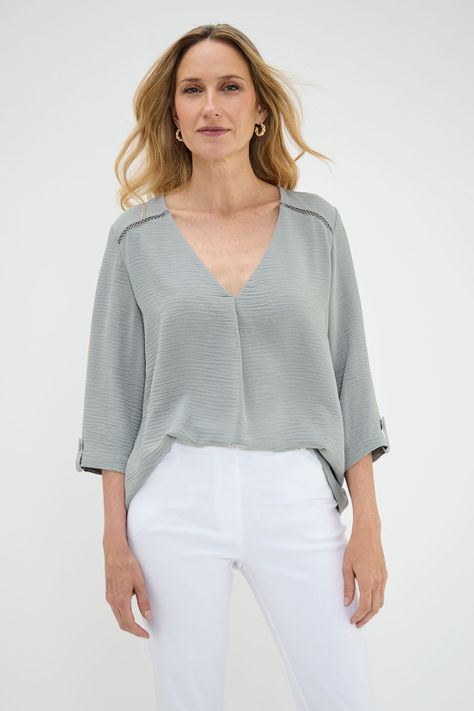 Blusa Escote En V Verde Ma Griffe 14002224007126-0