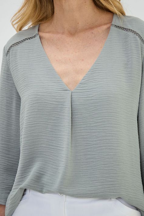 Blusa Escote En V Verde Ma Griffe 14002224007126-1