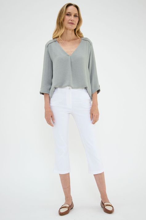 Blusa Escote En V Verde Ma Griffe 14002224007126-4