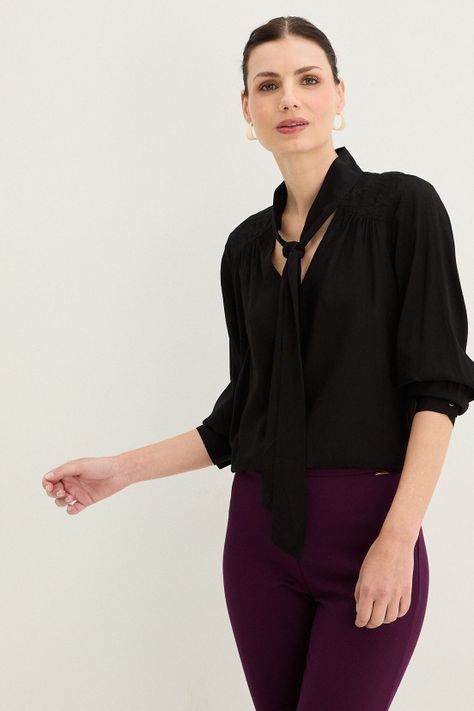 Blusa Con Lazo Negro 14002125057102-0