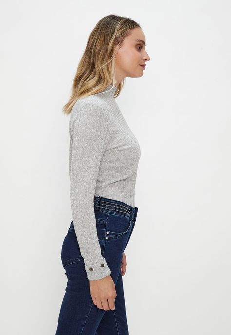 Polera Rib Lisa Gris Ash 14207124009113-4