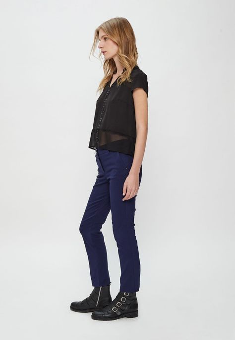 Pantalon Recto Pretina Con Pespuntes Azul Ash 11007124053104-3
