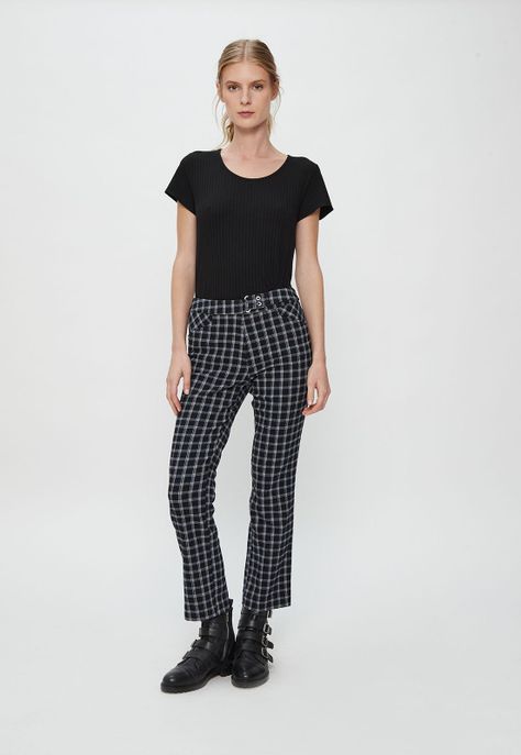 Pantalon Escoces Recto Negro Ash 11107124003102-0