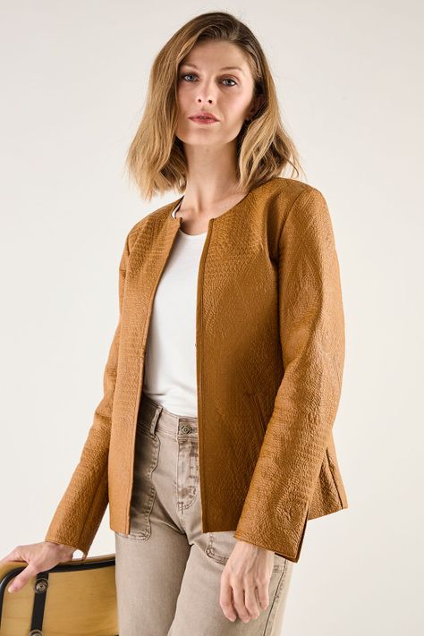 Chaqueta De Pu Con Diseño Cafe 17502125005129-4