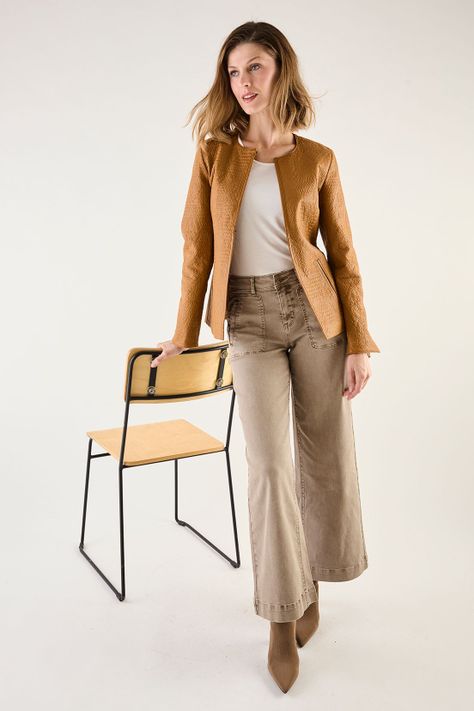 Chaqueta De Pu Con Diseño Cafe 17502125005129-1