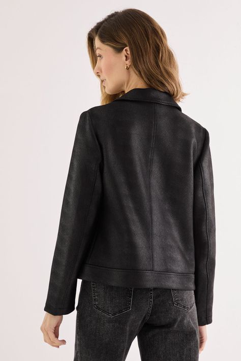 Chaqueta De Antelina Abierta Negro 17502125003102-3