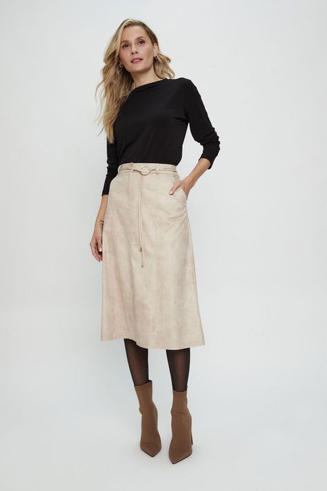 Falda Lisa Beige Ma Griffe 12002224002106-0