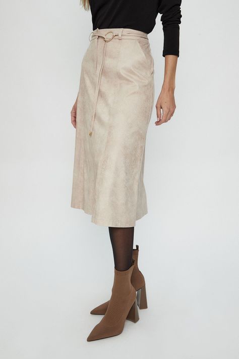 Falda Lisa Beige Ma Griffe 12002224002106-1