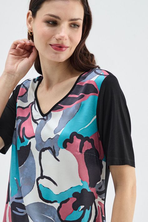 Polera Con Nudo Estampada Negro Ma Griffe 14602224058102-1