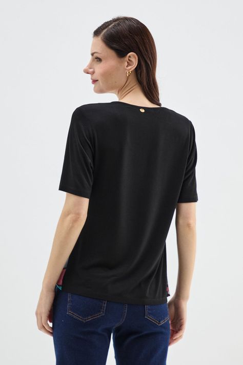 Polera Con Nudo Estampada Negro Ma Griffe 14602224058102-4