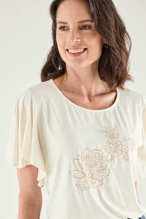 Polera Con Estampado Focalizado Crudo Ma Griffe 14602125001105-1