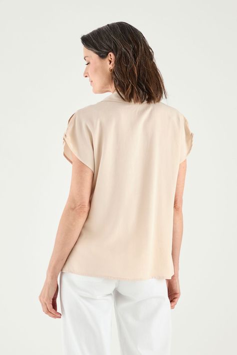 Blusa Escote En V Beige Ma Griffe 14002125002106-3