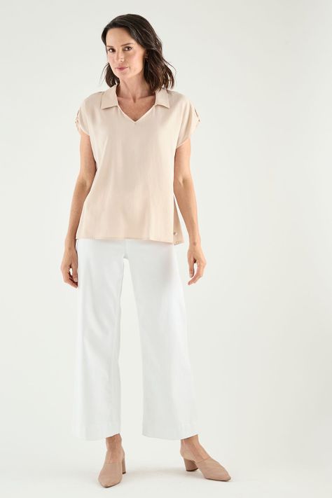Blusa Escote En V Beige Ma Griffe 14002125002106-4