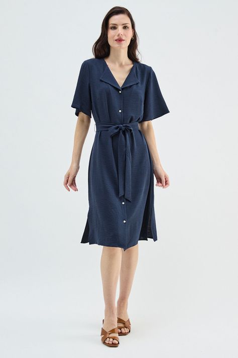 Vestido Abotonado Azul Ma Griffe 13002224005104-0