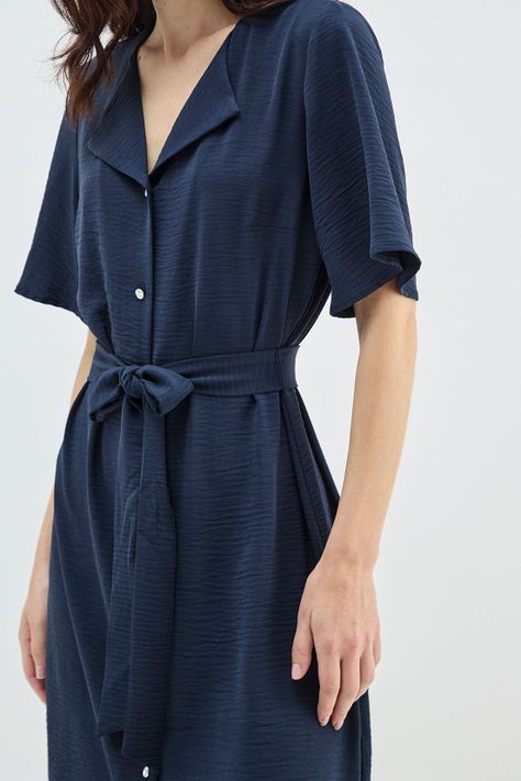 Vestido Abotonado Azul Ma Griffe 13002224005104-1