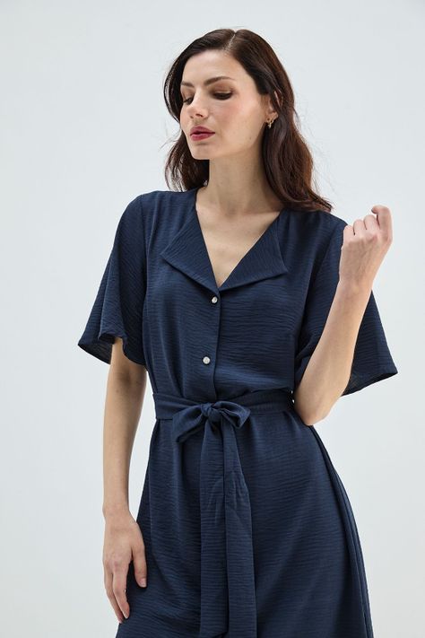 Vestido Abotonado Azul Ma Griffe 13002224005104-2