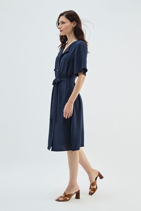 Vestido Abotonado Azul Ma Griffe 13002224005104-3