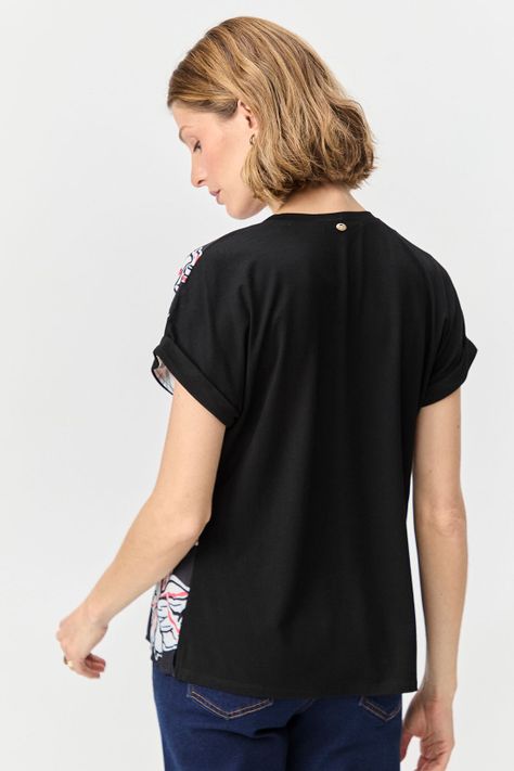 Polera Doble Tela Estampada Negro Ma Griffe 14602224055102-3