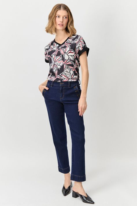 Polera Doble Tela Estampada Negro Ma Griffe 14602224055102-1