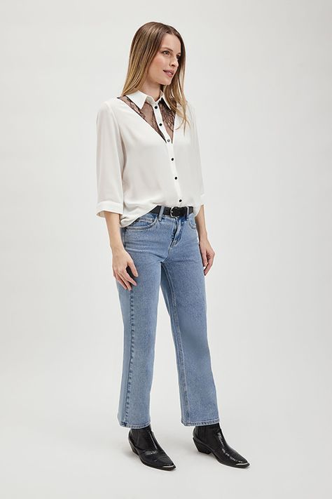 Blusa Camisera Encaje Blanco Ash 14007224054105-2