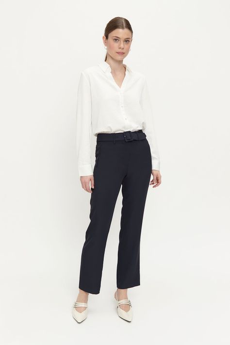 Pantalon Liso Cinturon Azul Ash 11007224056104-0