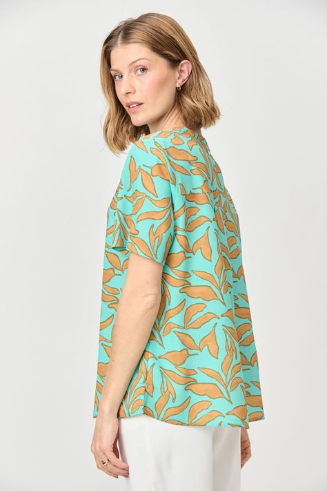Blusa Cuello Mao Estampada Verde Ma Griffe 14102224065217-3