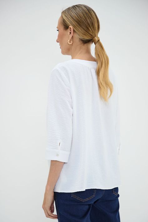 Blusa Escote En V Con Botones Crudo Ma Griffe 14002125004105-3