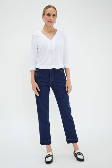 Blusa Escote En V Con Botones Crudo Ma Griffe 14002125004105-4