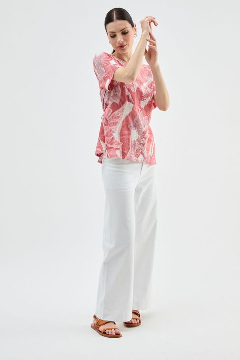 Blusa Estampada Con Amarras Costado Crudo Ma Griffe 14102224069105-4
