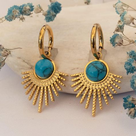 Argollas Rayo Turquesa para mujer - Azul Zafira-1