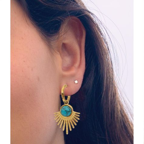 Argollas Rayo Turquesa para mujer - Azul Zafira-3