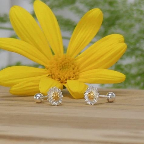 Aros Margarita para niña, Plata 925 y detalles en oro - Azul Zafira-1