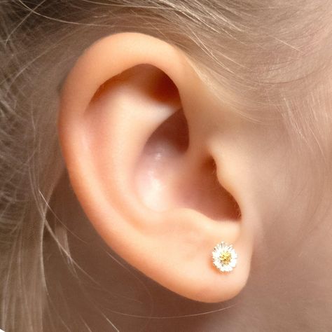 Aros Margarita para niña, Plata 925 y detalles en oro - Azul Zafira-3
