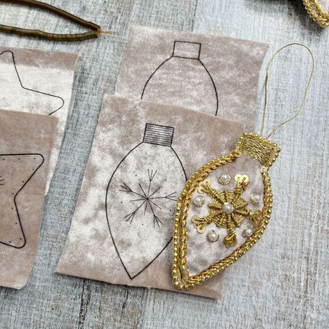 Kit Adornos Navidad terciopelo- Goldwork +clase online-1