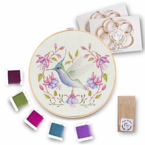 Kit de Bordado Colibrí Copete Verde-0