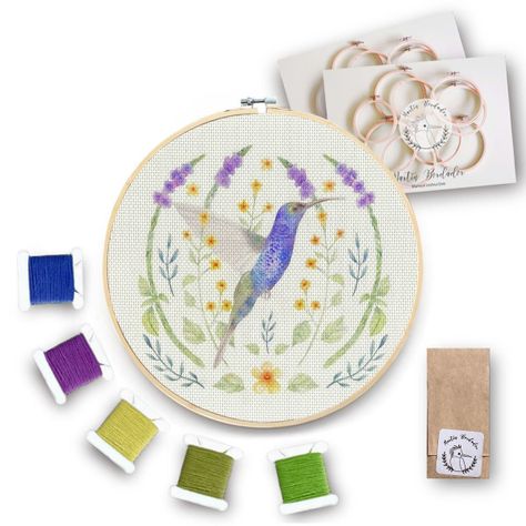 Kit de Bordado Colibrí Morado-0