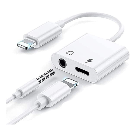 Adaptador Genérico Lightning to 3.5mm + cargador lightning Blanco-0