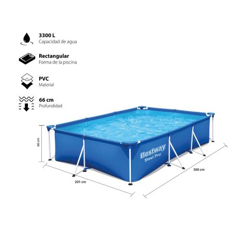 Piscina Rectangular Estructural 300x201x66 cm 3.300 Litros-1