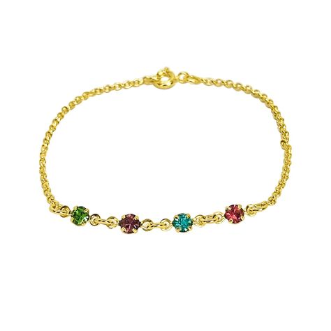 Pulsera Niña Circón Colores Enchapado Oro 18K-0