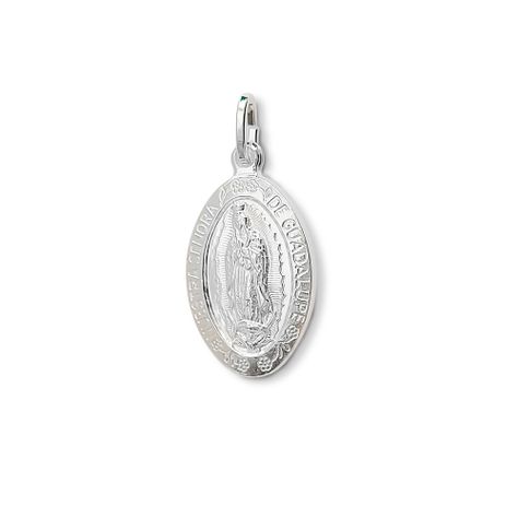 Colgante Medalla Virgen De Guadalupe Borde 21x14mm Plata Fina 925-1