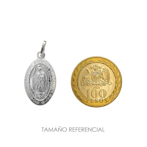 Colgante Medalla Virgen De Guadalupe Borde 21x14mm Plata Fina 925-2