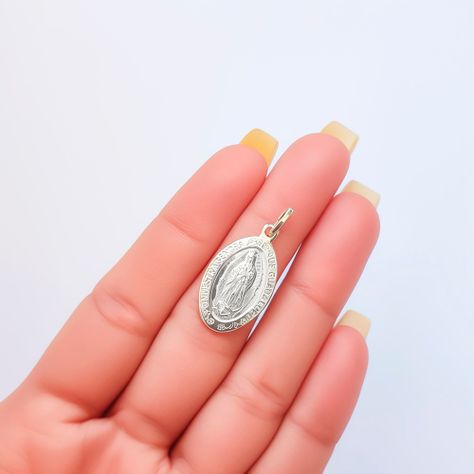 Colgante Medalla Virgen De Guadalupe Borde 21x14mm Plata Fina 925-3