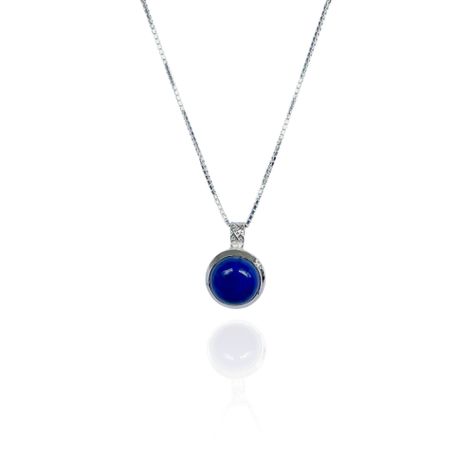 Collar Lapislázuli Redondo Veneciana Plata Fina 925-1