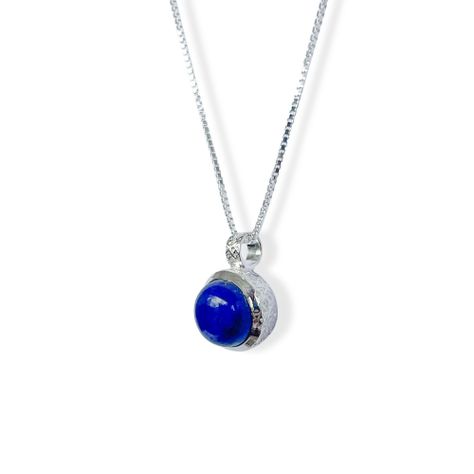 Collar Lapislázuli Redondo Veneciana Plata Fina 925-2